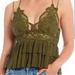 Free People Intimates & Sleepwear | Free People Womens Olive Adella Spaghetti Strap Camisole Lace Tank Top Large | Color: Green | Size: L