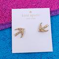 Kate Spade Jewelry | Kate Spade Cold Comforts Birds Stud Earrings 12k Gold Plate Clear Crystals Nwt | Color: Gold | Size: Apx 5/8" (W) X 5/8" (H)