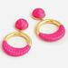 J. Crew Jewelry | Jcrew Faux- Raffia Wrapped Hoop Earrings Nwt Vivid Begonia | Color: Gold/Pink | Size: Os