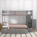 Girtman Twin over Full Standard Bunk Bed w/ Shelves by Harriet Bee Wood in Gray | 63.6 H x 77.7 W x 94.4 D in | Wayfair