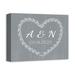 August Grove® Aryal Heart Initial Monogram - Wrapped Canvas Print Canvas in Gray/White | 11 H x 14 W x 1.25 D in | Wayfair