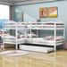 Greth Twin over Twin L-Shaped Wood Bunk Bed w/ Twin Size Trundle by Harriet Bee in White | 62 H x 43 W x 80 D in | Wayfair