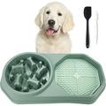 VREKEF Slow Feeder Dog Bowl Anti Gulping Healthy Eating Interactive Bloat Stop Fun Alternative Non Slip Dog Slow Food Feeding Pet Slow Eating Healthy Design for Small Medium Size Dogsï¼ˆGreen 2 in 1ï¼‰