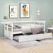 Twin Size Daybed with Trundle and 2 Foldable Shelves, White