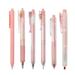 Wrapables Retractable Rollerball Pens and Highlighter Set 0.5mm Black Gel Ink Pens for Home Office School (Set of 6) Pink