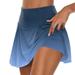 HTNBO Skorts Skirts for Women Summer Athletic Stretchy Elastic Waist Gradient Tennis Yoga Short Summer Savings Clearance