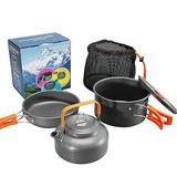 Queen.Y Camping Cookware Outdoor Camping Cookware Kit Portable Camping Pots and Pans Set with Camping Kettle Lightweight Camping Cooking Set for Outdoor Backpacking Camping Hiking Picnic