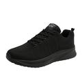 PEASKJP Tennis Shoes for Men Outdoor Sports Shoes Ventilated Anti-Slip Comfort Lightweight Mesh Relaxed Fit Lace-Up Walking Sneakers Black 42