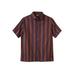 Men's Big & Tall Striped Short-Sleeve Sport Shirt by KingSize in Brown Stripe (Size 10XL)