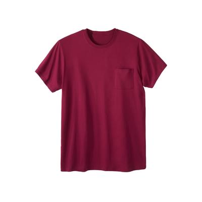 Men's Big & Tall Shrink-Less™ Lightweight Longer-Length Crewneck Pocket T-Shirt by KingSize in Wine (Size 2XL)