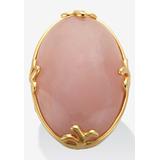 Women's Cabochon Cut Rose Quartz 18K Gold-Plated Cocktail Ring by PalmBeach Jewelry in Pink (Size 9)