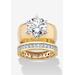 Women's 4.80 Cttw. Cz Gold-Plated 2-Piece Solitaire And Eternity Wedding Ring Set by PalmBeach Jewelry in Gold (Size 7)