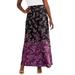 Plus Size Women's Stretch Knit Maxi Skirt by The London Collection in Berry Placed Paisley (Size 14/16) Wrinkle Resistant Pull-On Stretch Knit