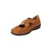 Extra Wide Width Women's The Stacia Mary Jane Flat by Comfortview in Cognac (Size 10 WW)