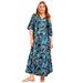 Plus Size Women's Halcion Boho Maxi Dress by June+Vie in Blue Painterly Leaves (Size 14/16)