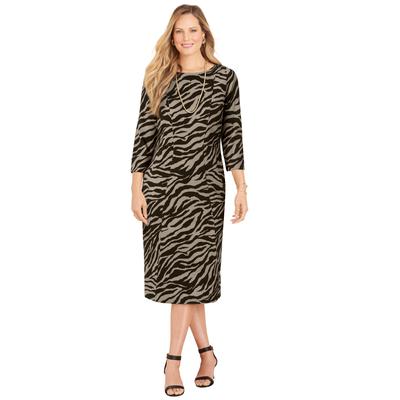 Plus Size Women's Liz&Me® Ponte Knit Dress by Liz&Me in Chai Latte Zebra (Size 4X)