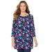 Plus Size Women's Liz&Me® Swing Tunic Top by Liz&Me in Black Multi Floral (Size 3X)