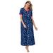 Plus Size Women's Long Henley Sleepshirt by Dreams & Co. in Evening Blue Stars (Size 22/24) Nightgown