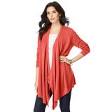 Plus Size Women's Fine-Gauge Handkerchief Hem Cardigan by Roaman's in Desert Rose (Size S) Sweater