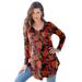 Plus Size Women's V-Neck Thermal Tunic by Roaman's in Chocolate Wallflower (Size 38/40) Long Sleeve Shirt