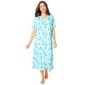 Plus Size Women's Long Print Sleepshirt by Dreams & Co. in Pale Ocean Cat (Size M/L) Nightgown