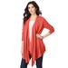 Plus Size Women's Fine-Gauge Handkerchief Hem Cardigan by Roaman's in Desert Rose (Size 1X) Sweater