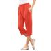 Plus Size Women's Soft Knit Capri Pant by Roaman's in Copper Red (Size 3X) Pull On Elastic Waist