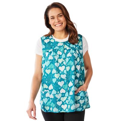 Plus Size Women's Snap-Front Apron by Only Necessities in Deep Teal Hearts (Size 38/40)