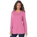 Plus Size Women's Long-Sleeve Crewneck Ultimate Tee by Roaman's in Mauve Orchid (Size M) Shirt
