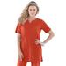 Plus Size Women's Notch-Neck Soft Knit Tunic by Roaman's in Copper Red (Size 5X) Short Sleeve T-Shirt