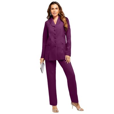 Plus Size Women's Ten-Button Pantsuit by Roaman's in Dark Berry (Size 32 W)