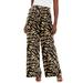 Plus Size Women's Stretch Knit Wide Leg Pant by The London Collection in Natural Abstract Zebra (Size 18/20) Wrinkle Resistant Pull-On Stretch Knit