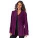 Plus Size Women's Fringe Suede Jacket by Roaman's in Dark Berry (Size 18 W)