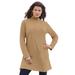 Plus Size Women's Mockneck Ultimate Tunic by Roaman's in Soft Camel (Size 2X) 100% Cotton Mock Turtleneck