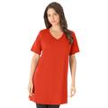 Plus Size Women's Short-Sleeve V-Neck Ultimate Tunic by Roaman's in Copper Red (Size 4X) Long T-Shirt Tee