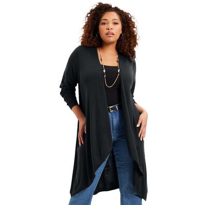 Plus Size Women's High-Low Cardigan by June+Vie in Black (Size 14/16)