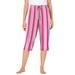 Plus Size Women's Knit Sleep Capri by Dreams & Co. in Sweet Coral Stripe (Size 2X) Pajamas