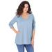 Plus Size Women's Long-Sleeve V-Neck Ultimate Tee by Roaman's in Pale Blue (Size 12) Shirt