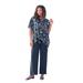 Plus Size Women's Asymmetrical Overlay Ultrasmooth® Fabric Top. by Roaman's in Navy Layered Leaves (Size 14/16)