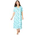 Plus Size Women's Long Print Sleepshirt by Dreams & Co. in Pale Ocean Cat (Size 1X/2X) Nightgown