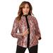 Plus Size Women's Zip Front Leather Jacket by Jessica London in Rich Burgundy Snake (Size 22 W)