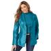 Plus Size Women's Leather Blazer by Jessica London in Deep Teal (Size 32 W)