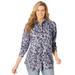 Plus Size Women's Soft Sueded Moleskin Shirt by Woman Within in Navy Paisley (Size 1X) Button Down Shirt