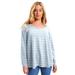 Plus Size Women's Long-Sleeve Swing One + Only Tee by June+Vie in Heather White Stripe (Size 22/24)