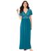 Plus Size Women's Long Lace Top Stretch Knit Gown by Amoureuse in Deep Teal (Size 2X)