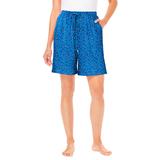 Plus Size Women's Print Pajama Shorts by Dreams & Co. in Pool Blue Animal (Size 22/24) Pajamas