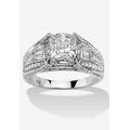 Women's 2.38 Tcw Cushion-Cut Cubic Zirconia Ring Platinum-Plated Sterling Silver by PalmBeach Jewelry in Silver (Size 6)