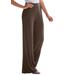 Plus Size Women's Everyday Stretch Knit Wide Leg Pant by Jessica London in Chocolate (Size 12) Soft Lightweight Wide-Leg