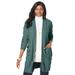 Plus Size Women's Cable Duster Sweater by Jessica London in New Sage (Size 18/20) Long Cardigan