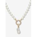 Women's 8.25 Cttw. White Shell Pearl & Keshi Pearl Drop Beaded Necklace Gold-Plated 23" by PalmBeach Jewelry in White